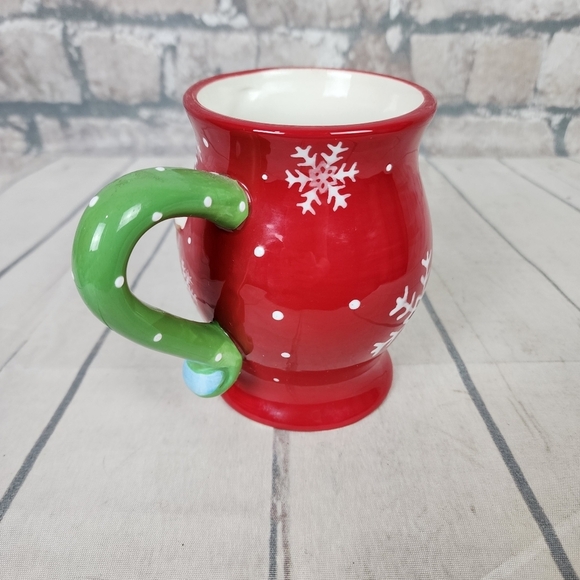 Pier 1 Imports Jolly Holiday Snowman 3D Mug Red Green Handpainted 16oz - Picture 7 of 15